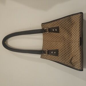 Nine West- Elegant Brown Geometric Tote Bag